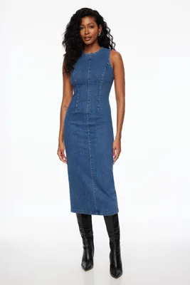 Crewneck Denim Maxi Dress