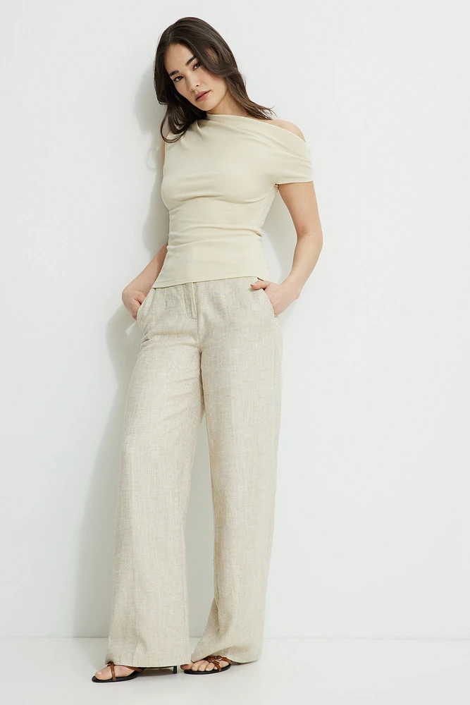 Single Shoulder Draped Jersey Top