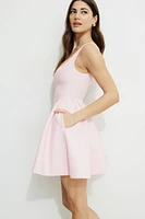 Flared Scoop Neck Ponte Mini Dress