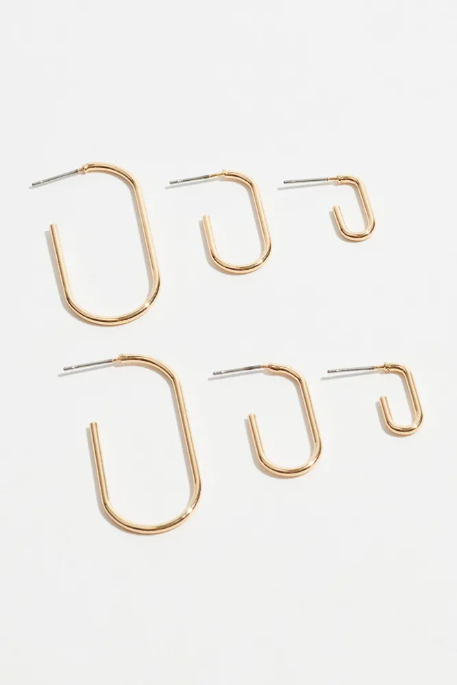 3-Pack Gradient Square Hoop Earrings