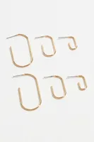 3-Pack Gradient Square Hoop Earrings
