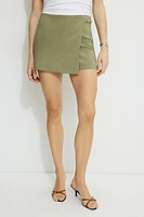 Asymmetric Skort With Mini Belt