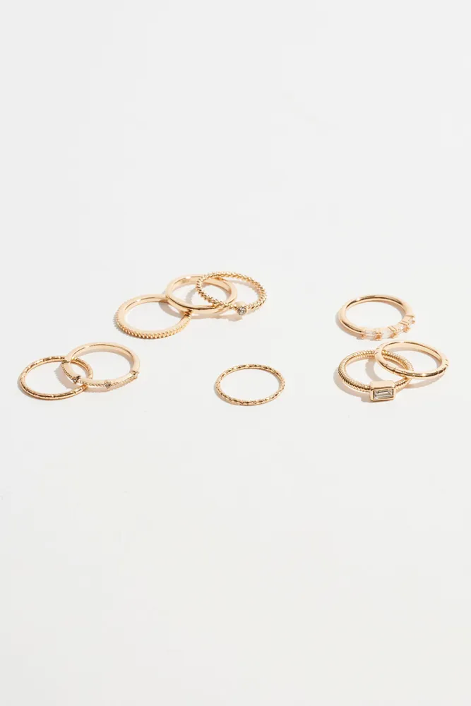 9-Pack Delicate Gemmed Rings