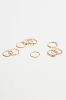 9-Pack Delicate Gemmed Rings