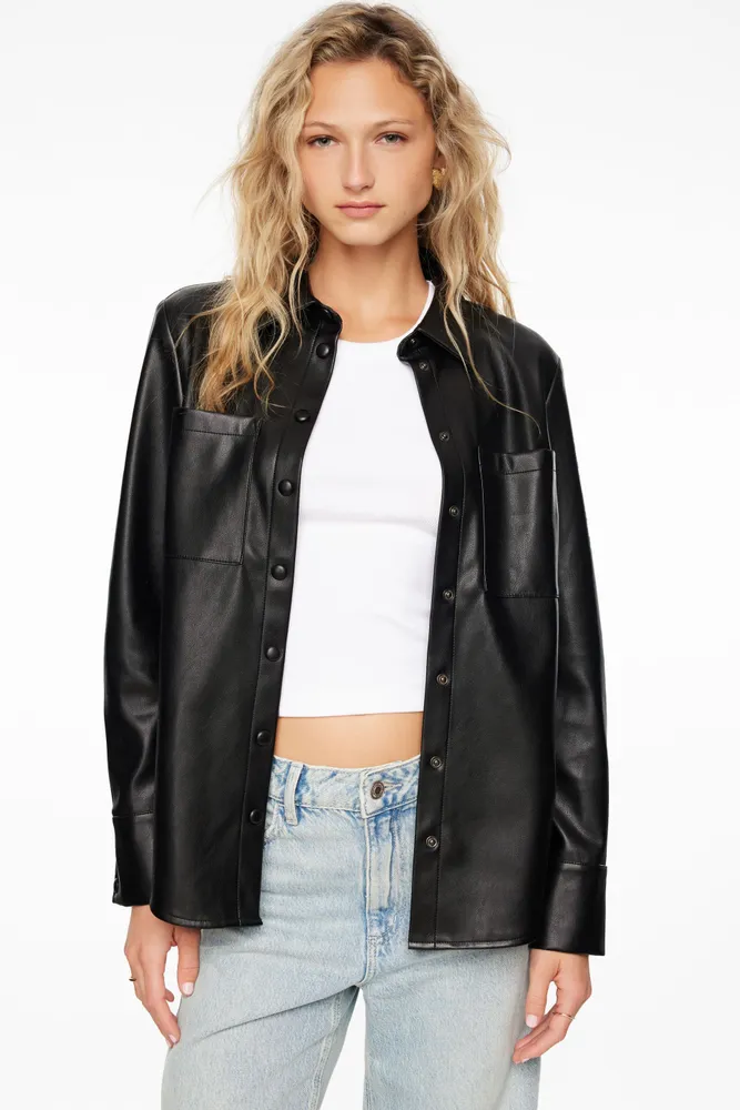 Frida Faux Leather Oversized Shirt