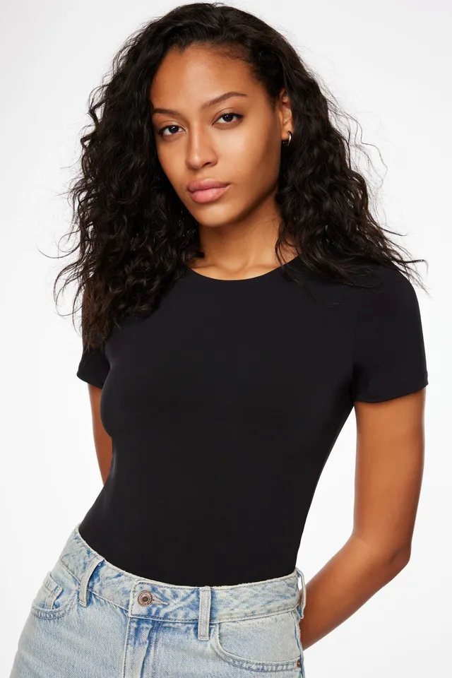 Drea Sculpt Short Sleeve Crew Neck Bodysuit White