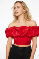 Ruffle Off Shoulder Statement Top