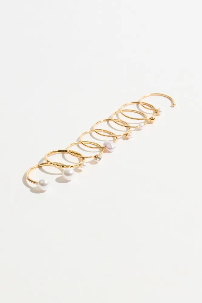 8-Pack Delicate Pearl Rings