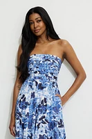 Robe tube maxi surpiquée en popeline