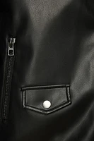 Belted Faux Leather Biker Jacket