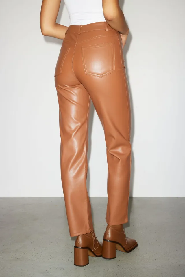 Gisele Faux Leather Straight Leg Pants Brobei