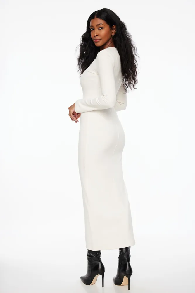 Long Sleeve Crewneck Rib Maxi Dress