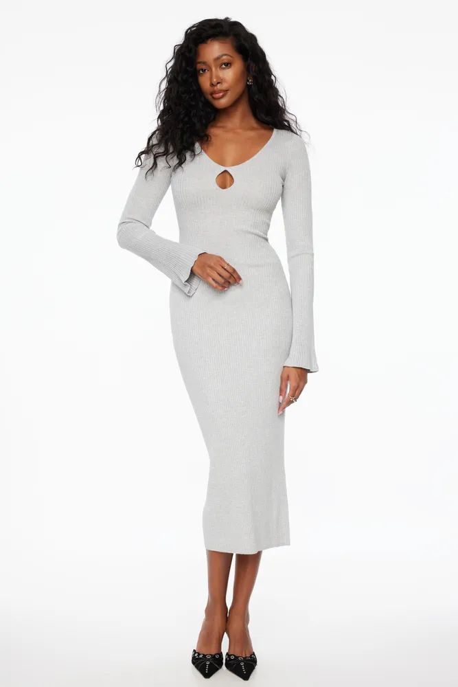 Keyhole Cutout Midi Dress