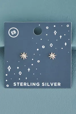 Sun Sterling Silver Stud Earrings