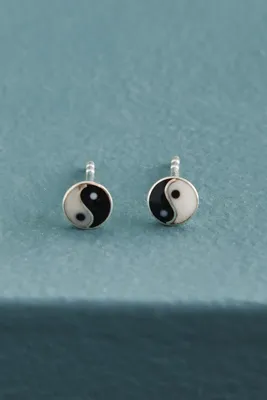 Yin Yang Sterling Silver Stud Earrings