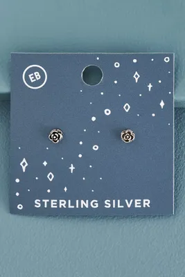 Rose Sterling Silver Stud Earrings