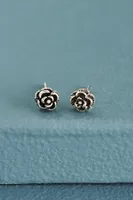 Rose Sterling Silver Stud Earrings