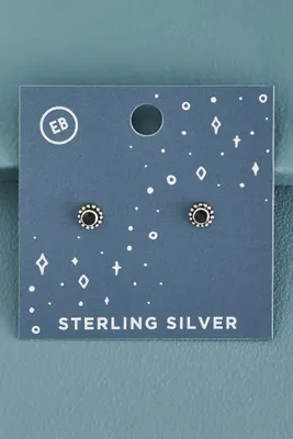 Onyx Sun Sterling Silver Stud Earrings