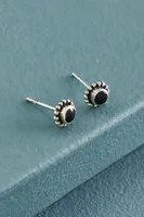 Onyx Sun Sterling Silver Stud Earrings