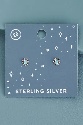 Turquoise Blue Sterling Silver Stud Earrings