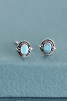 Turquoise Blue Sterling Silver Stud Earrings