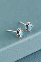 Turquoise Blue Sterling Silver Stud Earrings