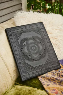 XL Black Leather Mandala Journal