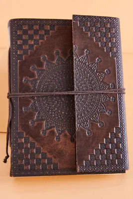 Small Dark Leather Journal with Flap