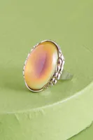 Burnished Silver Oval Leaf Mood Ring