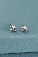 Skull and Crossbones Sterling Silver Stud Earrings