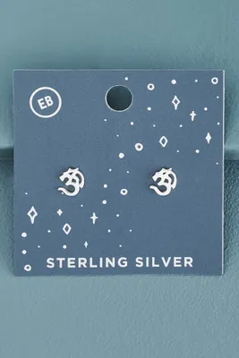 Om Sterling Silver Stud Earrings
