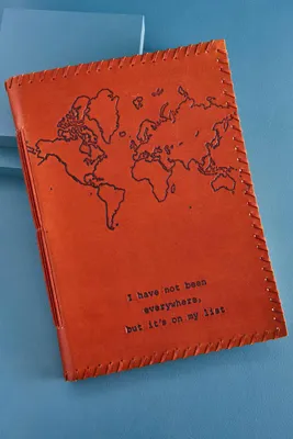 Large Map Quote Leather Journal