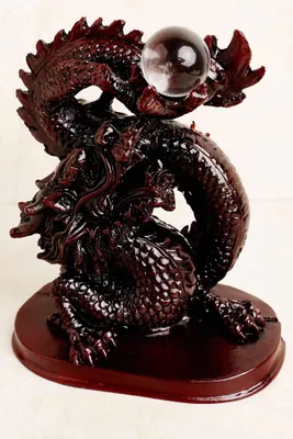 Red Resin Dragon with Sphere