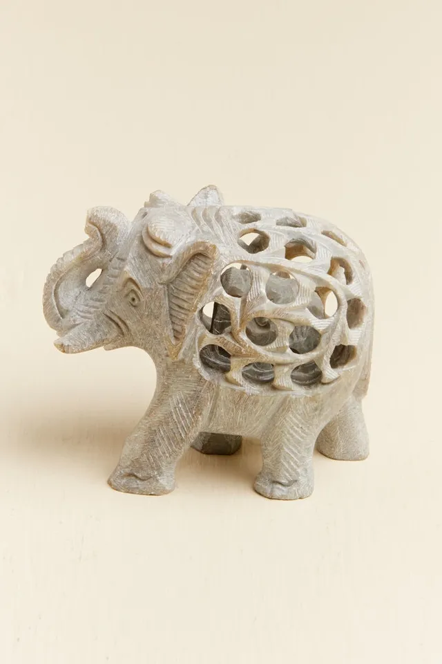 Earthbound Trading Soapstone Undercut Elephant 3 Inch