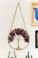 Circular Metal Tree of Life Wall Hanging with Amethyst