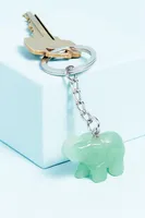 Green Aventurine Elephant Keychain
