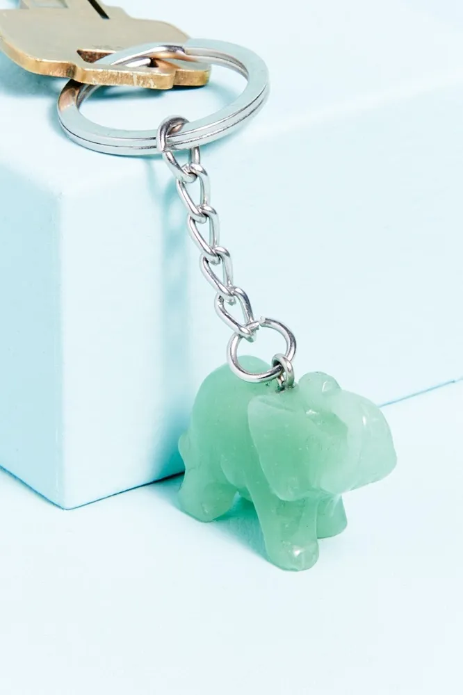 Green Aventurine Elephant Keychain