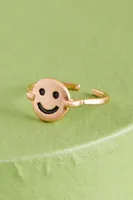 Gold Happy Face Adjustable Ring