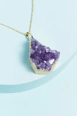 Gold Amethyst Druze Necklace