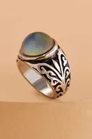 Men's Burnished Silver Mood Ring