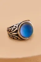 Men's Burnished Silver Mood Ring