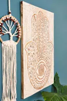 Hamsa Hand Wood Plaque with Mirrors