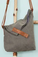 Asymmetrical Grey Canvas Crossbody