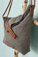 Asymmetrical Grey Canvas Crossbody