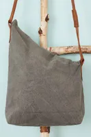 Asymmetrical Grey Canvas Crossbody