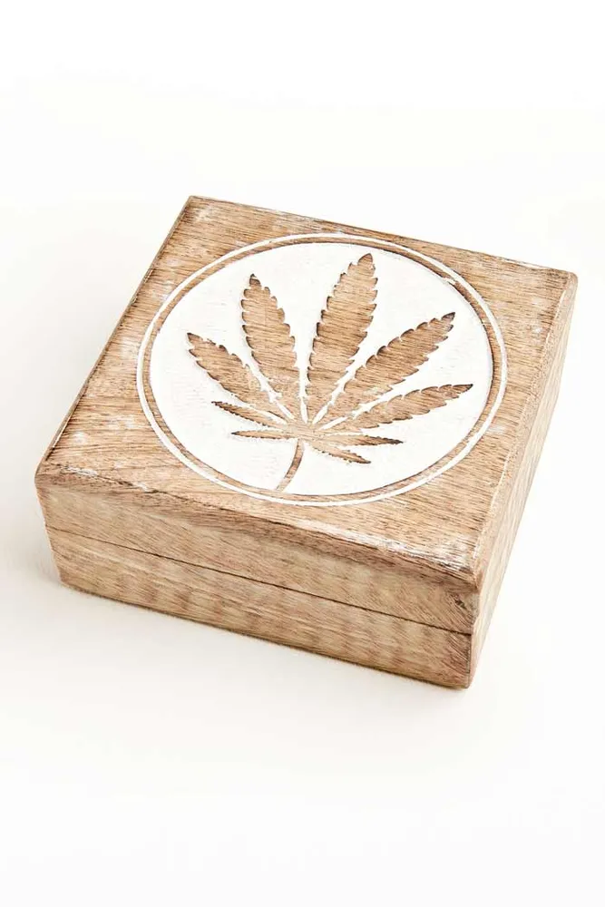 Cannabis Leaf Wood Box