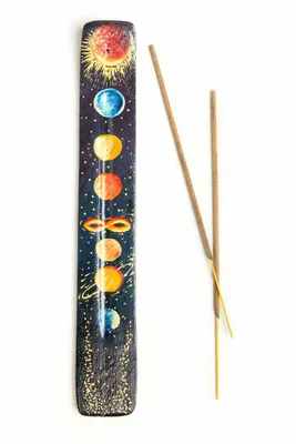 Hand Painted Solar System Flat Incense Burner