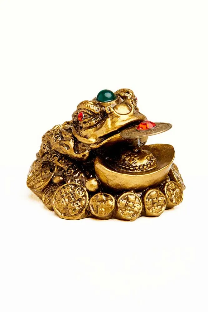 Gold Resin Money Toad with Coins