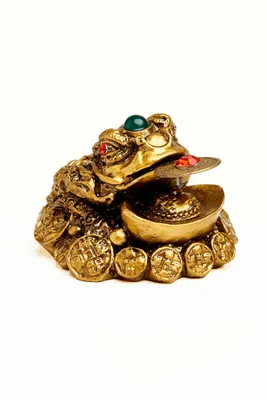 Gold Resin Money Toad with Coins