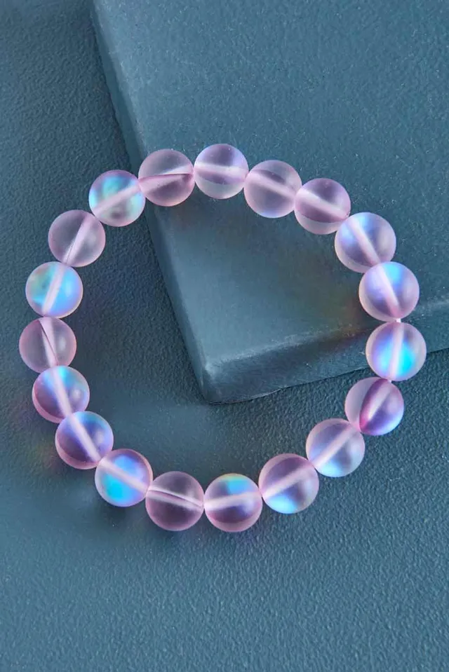 Earthbound Trading Balanced Aura Beads Bracelet in Clear